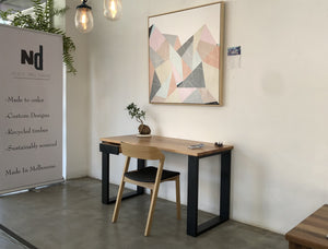 Recycled Stringy Bark Desk with Black Painted Timber Legs - ND Furniture